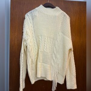 Line and dot cream sweater
